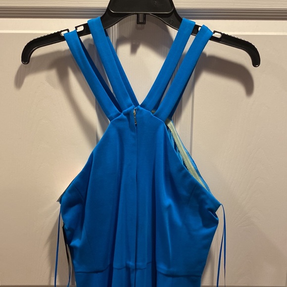 Cynthia Steffe Midi Dress Halter Neck Knee Length Blue Size 10 - Picture 13 of 17
